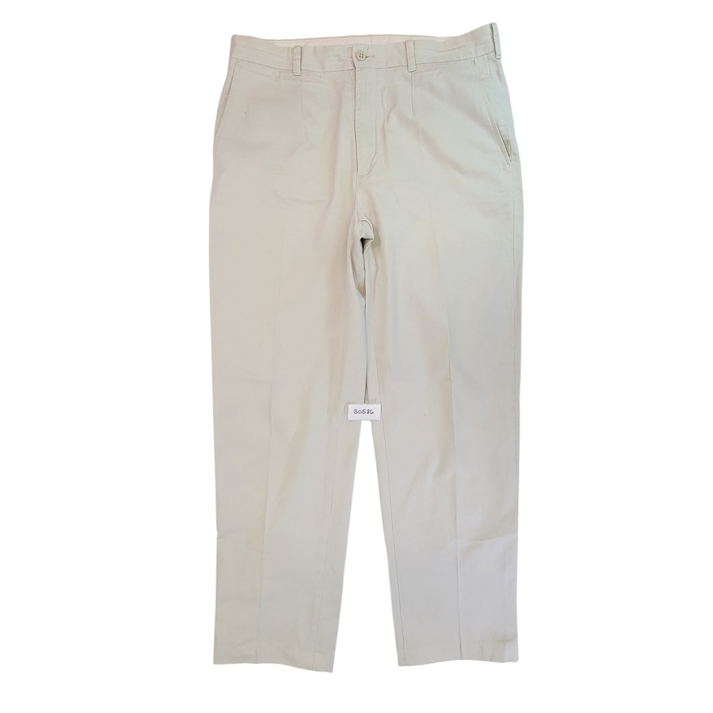 Brooks Sport Mens Chino Pants Khaki Flat Front Casual Trousers W34 L30‎